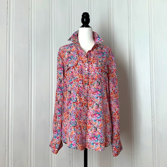 100% Silk TRISTAN colourful shirt - Picture 1 of 8